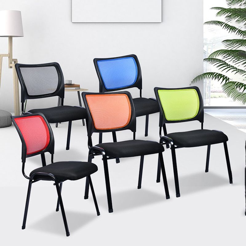 Black Metal Frame Modern Office Chair Mid-Back Microfiber Task Chair