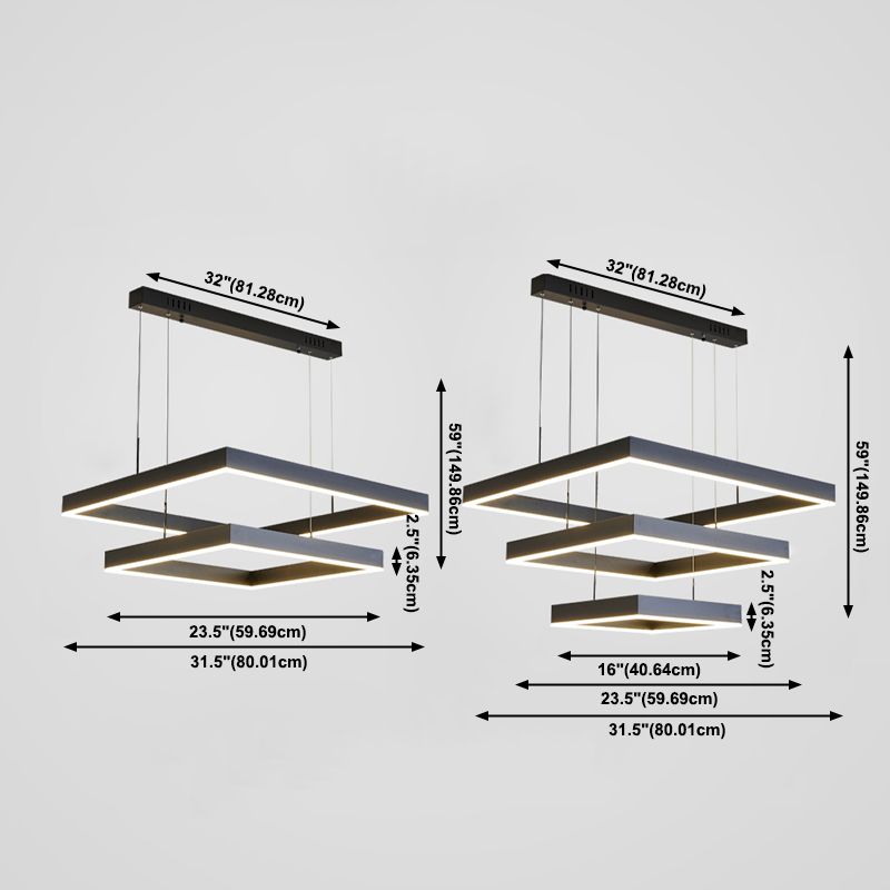 Mehrere Quadrate Pendelleuchte moderne Kronleuchter Lichter Metallkronleuchter für Wohnzimmer