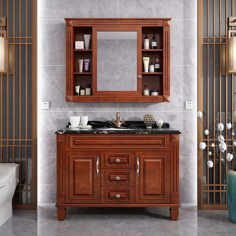Traditional Wooden Sink Vanity Mirror Cabinet Vanity Cabinet with Storage Shelving