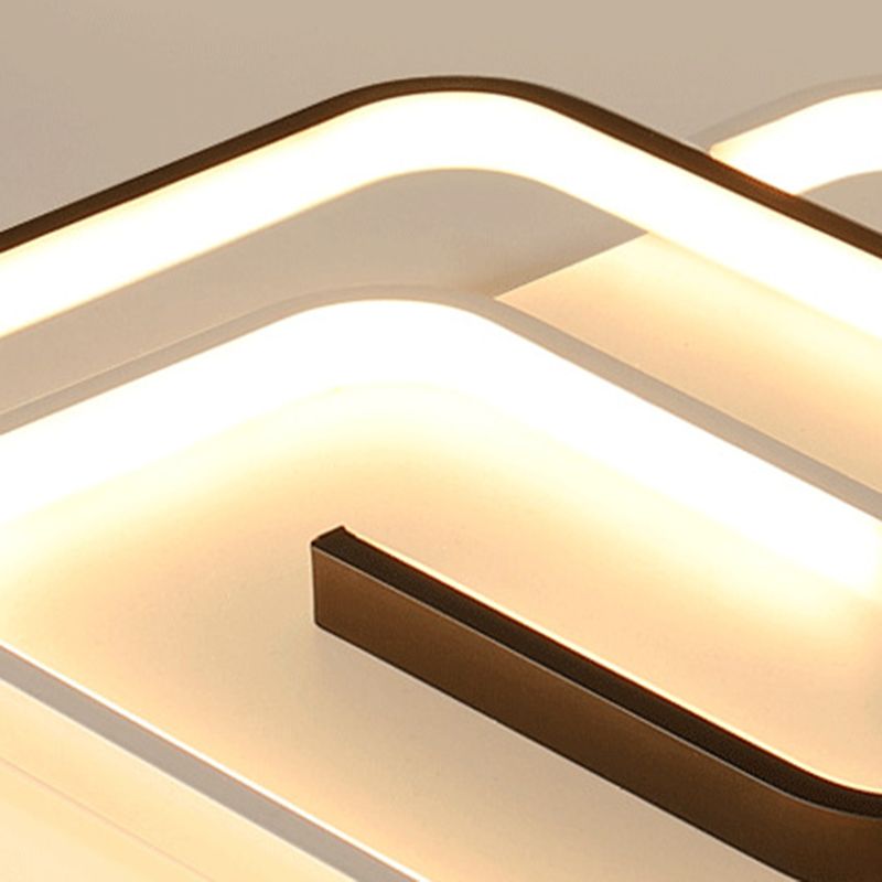 Modern Simple Linear Ceiling Lamp Aluminium 3-Light Flush Mount for Bedroom