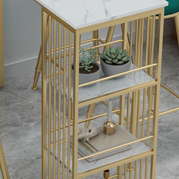 1/3/5 Pieces Glam Iron Bar Table Set Rectangle Faux Marble Top Bistro Set with Shelf