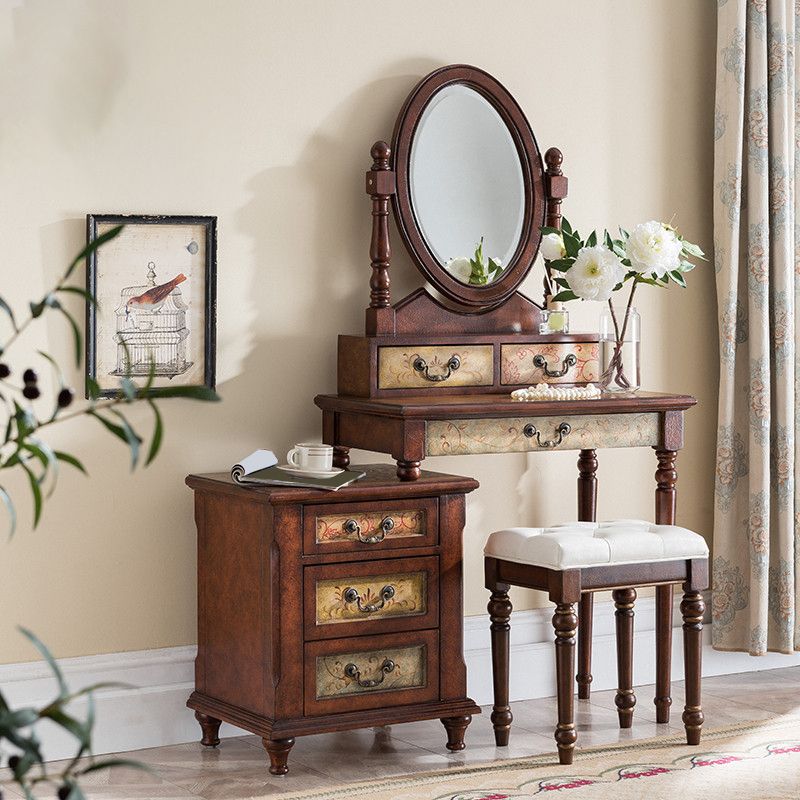 Victorian Makeup Vanity Table with Stool Dresser With Storage Drawers for Bedroom