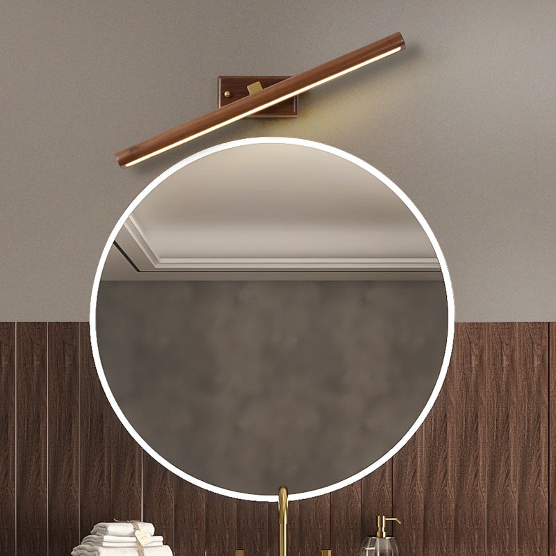 1 Light Tubular Vanity Wall Lights Modern Style Wood Vanity Mirror Lights