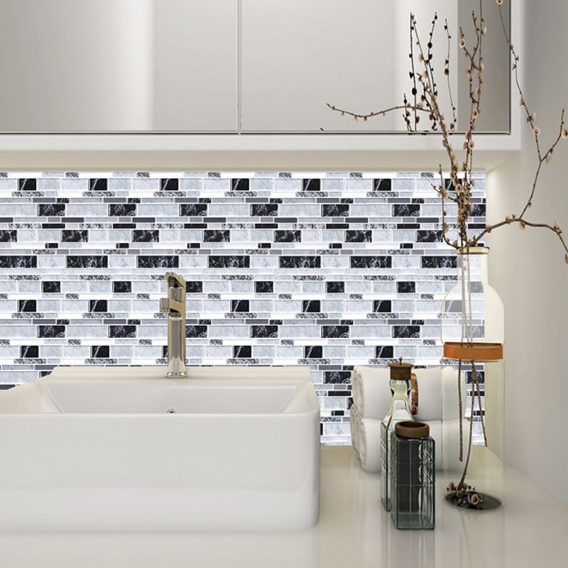 Marble Brick Wallpaper Panel Set Peel and Stick Farmhouse Restroom Wall Decor in Grey