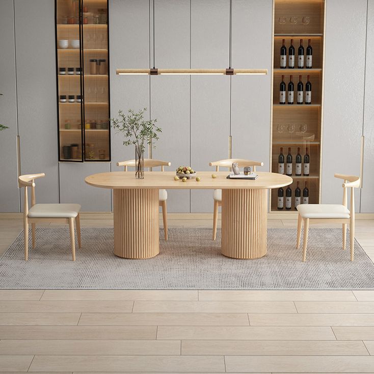 Contemporary Style Dining Oval Table Dining Wooden Table for Restaurant with Wood Legs