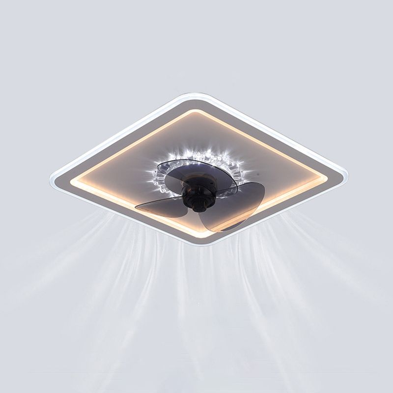 Moderni ventilatori geometrici con soffitto geometrico a ventole a ventole leggera moderna con ombra acrilica