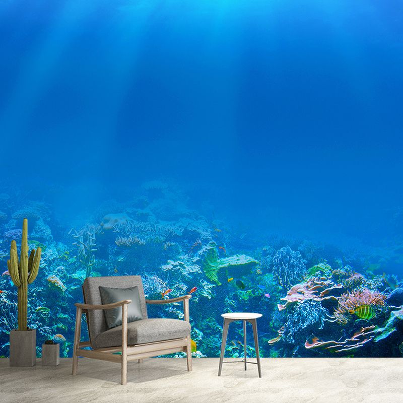 Tropical Sea Creatures Wall Covering for Sleeping Room Stain Resistant