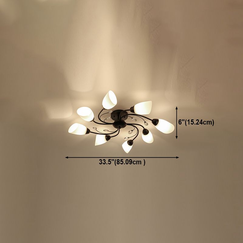 Black Flush Mounted Lamp Simple Style Glass Cone Ceiling Light Fixture