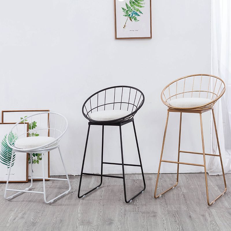 Glam Bucket Bar-stool Upholstered Footrest Low Back Shop Counter & Bar Stool