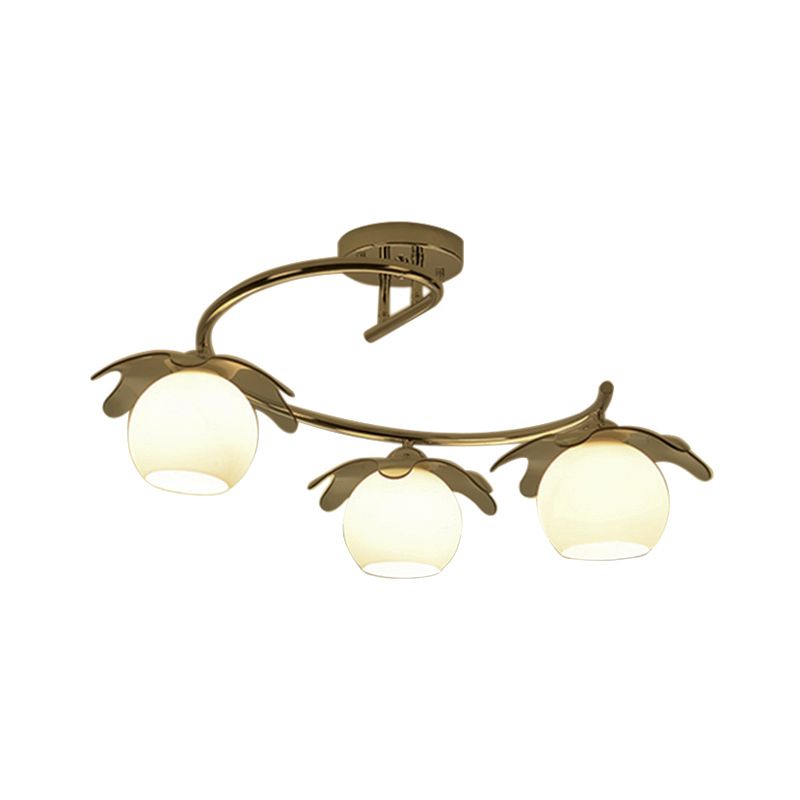 Globe Glass Shade Semi Flush Plafond Light Modern Chrome Chrome Bedroom LED Plafond monté Light