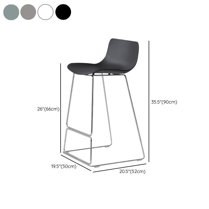 Contemporary Armless Plastic Low Back Bar Stools with Metal Base