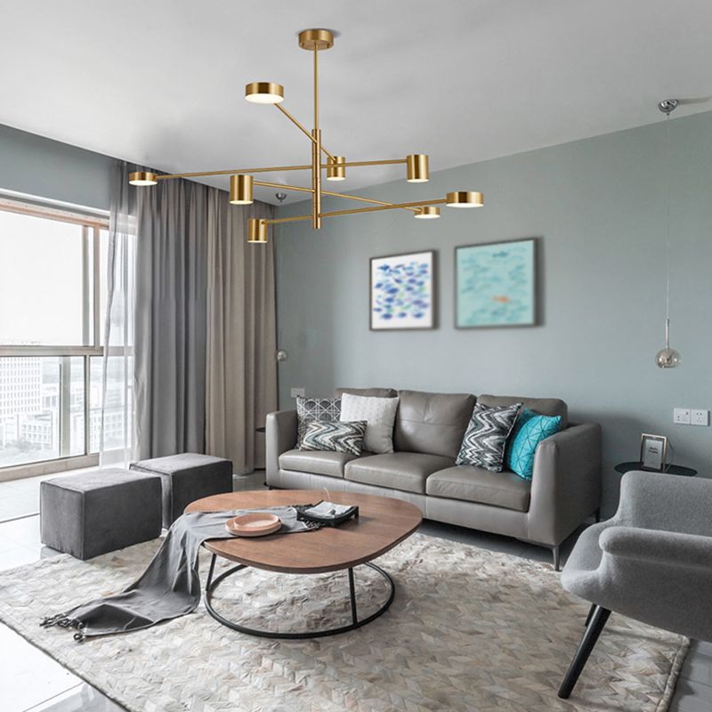 Cylinder Shape Metal Chandelier Lights Modern Chandelier Lighting Fixtures in Gold