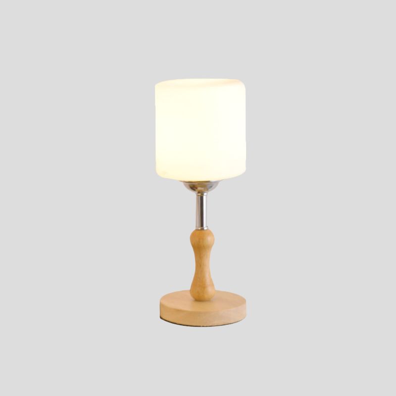 Globe/Zylinder/quadratische Nachttischlicht modernistisch gefrostetes Glas 1 helle Holz Nachtlampe für Bett