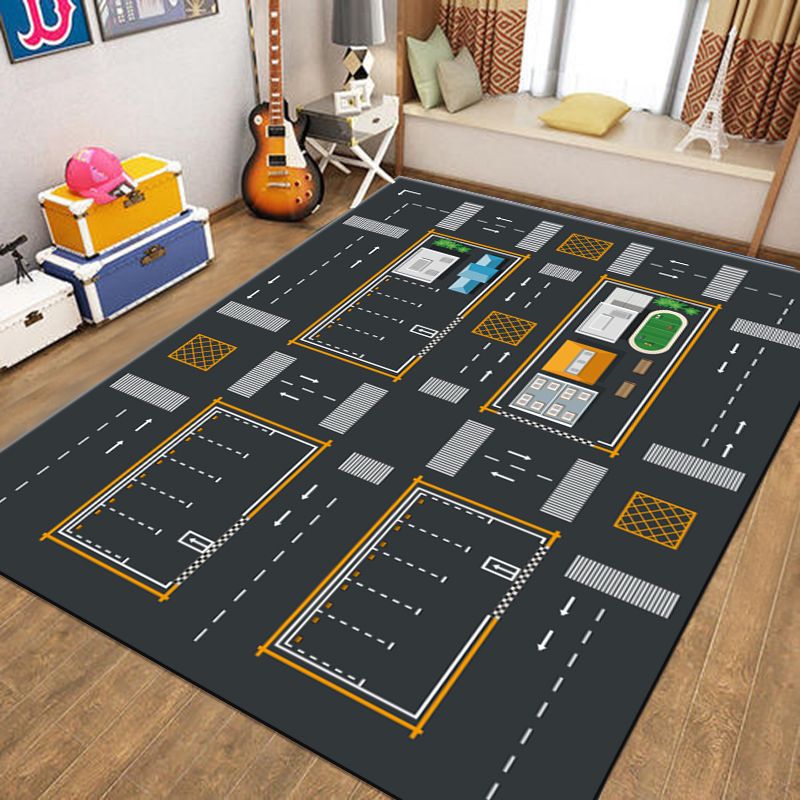Fancy Modern Area Rug Track Pattern Polyester Area Carpet Stain Resistant Rug for Home Decor