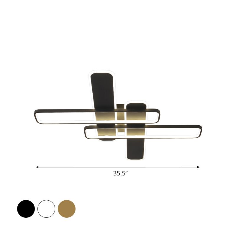 35.5 "/43" W Crossing Rechteck Flushmount Minimal Acryl Wohnzimmer LED Flush Light-Leuchte in Weiß/Schwarz/Gold