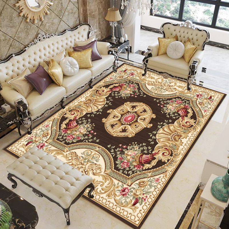 Multicolor Modern Rug Polyster Floral Printed Area Carpet Anti-Slip Backing Stain-Resistant Indoor Rug for Parlor