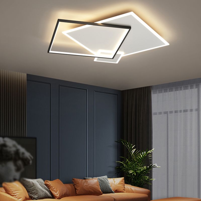 Modern Style Square Shape Ceiling Fixtures Metal 3 Light Flush Ceiling Light Fixtures