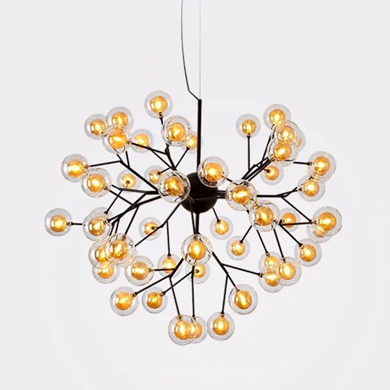 Clear Glass Firefly LED Suspension Light Nordic Style Chandelier Lighting for Living Room