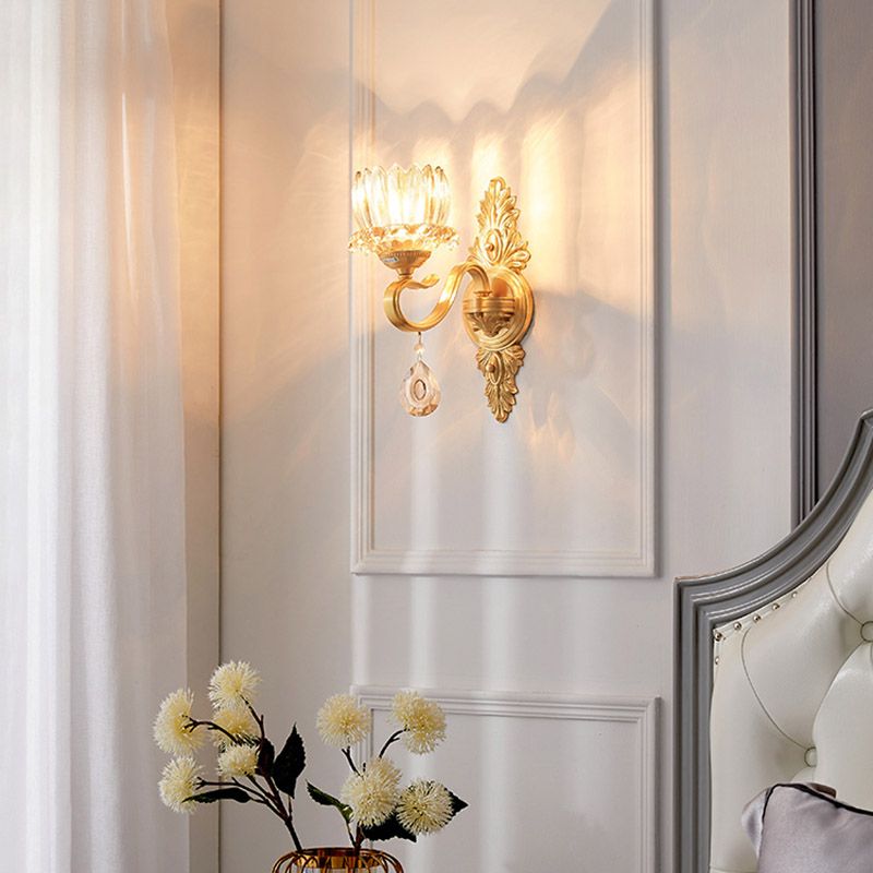 Modern Wall Sconce Household Wall Fixture with Crystal Shade for Bedroom Sitting Room
