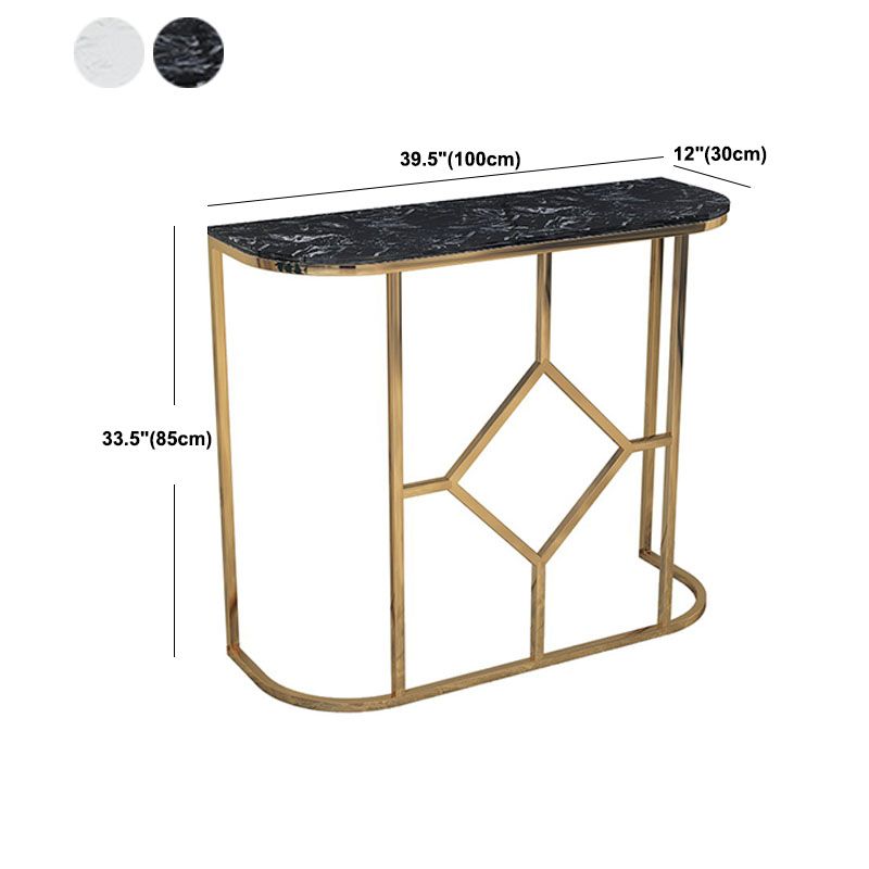 12" W Glam Marble Console Table Half Moon Abstract Accent Table for Hall
