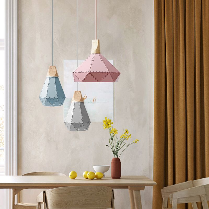 Metal Dome Hanging Lights Modern Macaron Style 1 Light Pendant Light pour salle à manger