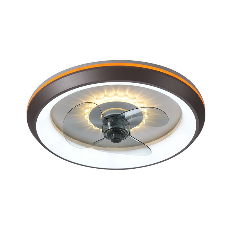 Ventilador de techo LED conciso moderno Ligera de hierro lacado con ventiladores de techo circular con sombra acrílica