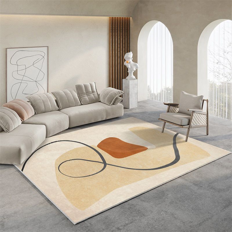 Light Brown Contrast Color Rug Polyester Casual Rug for Living Room