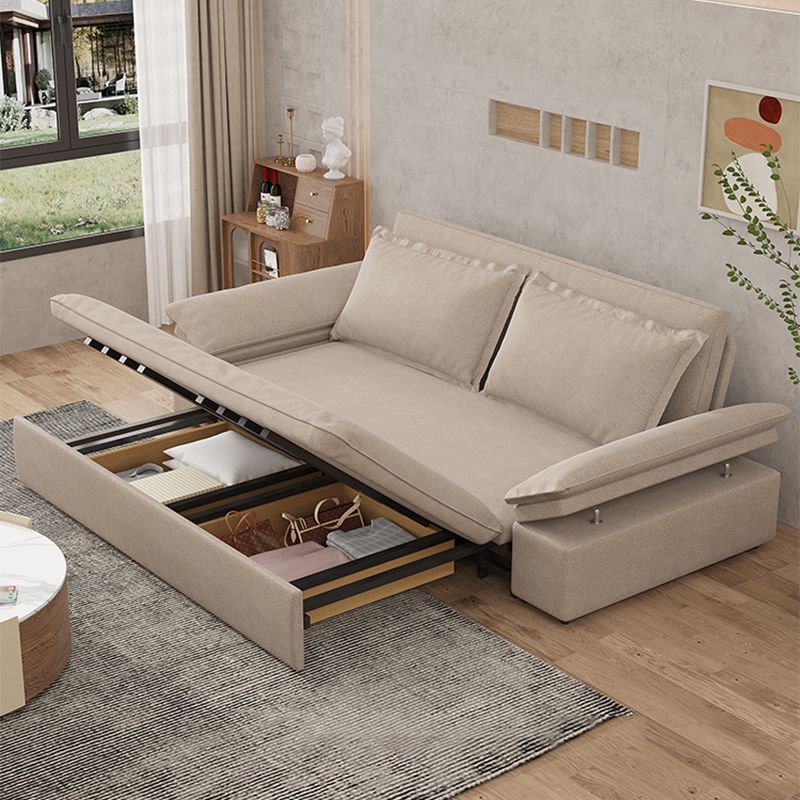 Beige Faux leather Sleeper Sofa 32.28" Wide Sofa Bed with Detachable Mattress