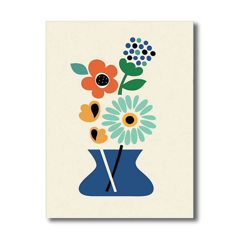 Modern Flowers in Vase Wall Decor Blue Plant Canvas Prints, Multiple Size Options