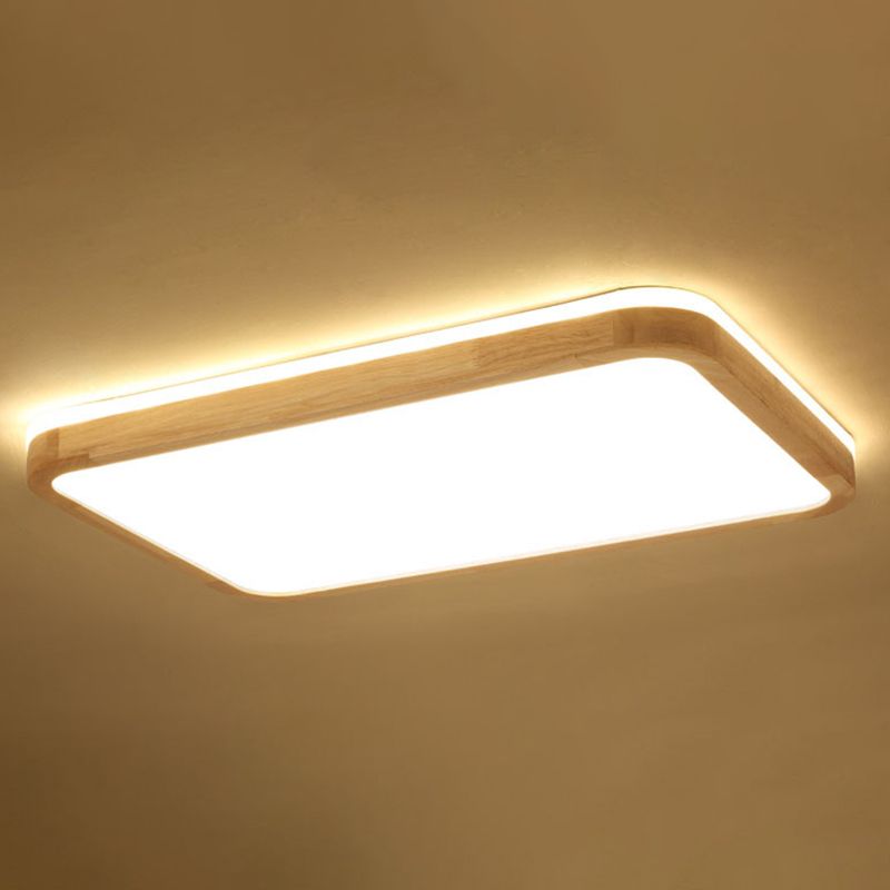 Luminaria de techo empotrada geométrica nórdica de madera LED para dormitorio en madera