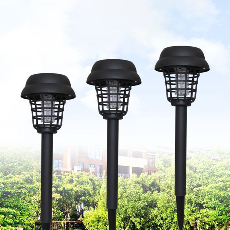 Hexagonal Palace Solar Lawn Lighting Art Decor Plastic Black LED Mosquito Repellent Light