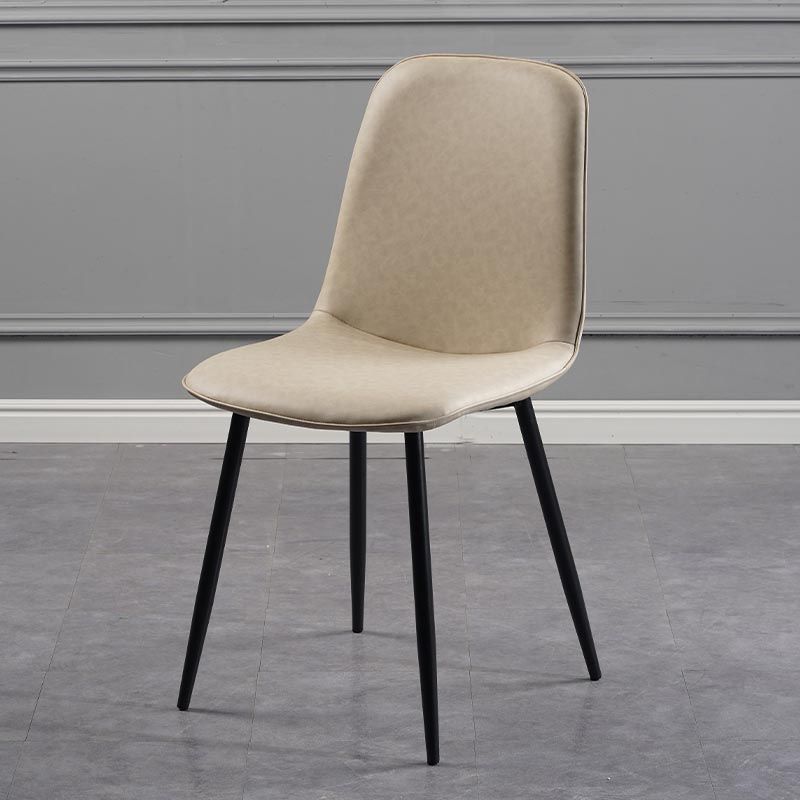 Industrial Leather Armless Dining Chair Wingback Side Chair for Kitchen