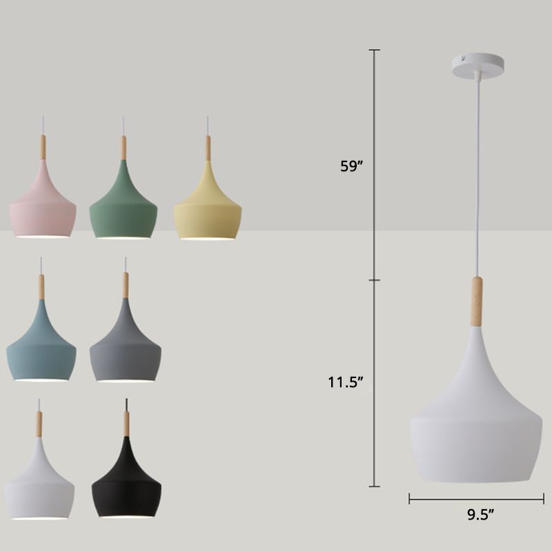 Geometric Metal Pendant Light Fixture Macaron Style 1-Light Hanging Light for Dining Room