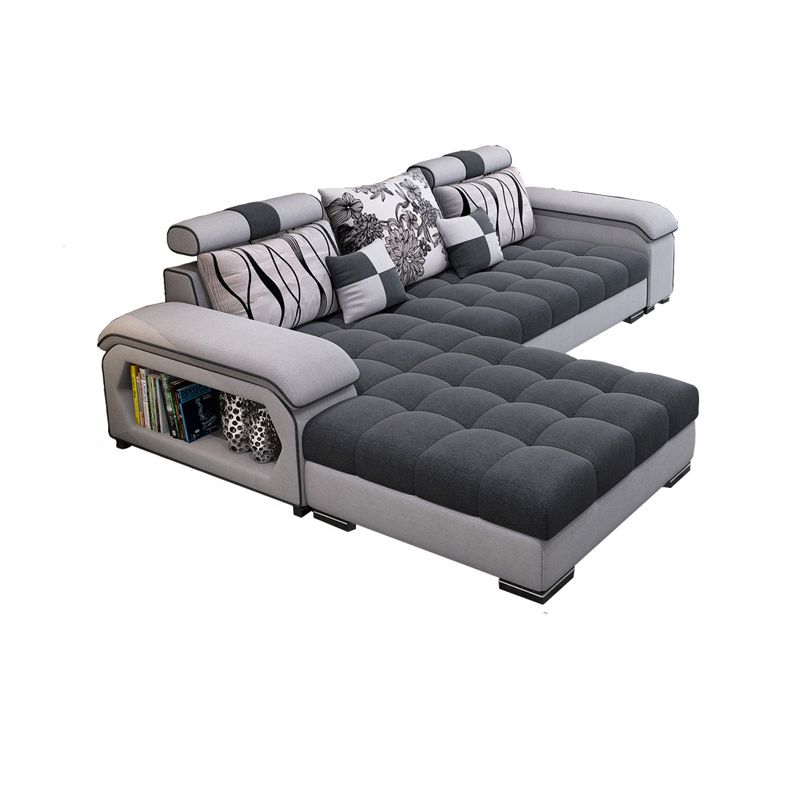 Contemporary Pillow Top Arm Sofa with Storage Adjustable Backrest Pillow Sofa