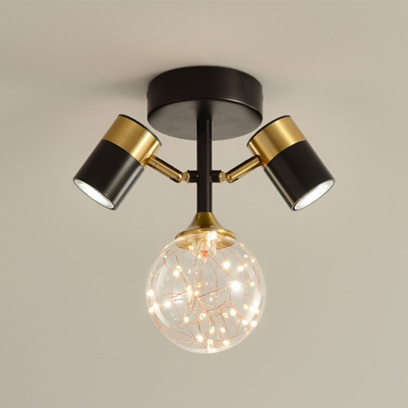 Contemporary Ceiling Light Fixture Metal Semi Flush Mount in Black for Corridor