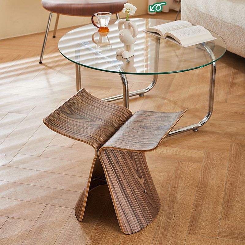 15.7" Tall Trestle End Table Scandinavian Solid Wood Side Table