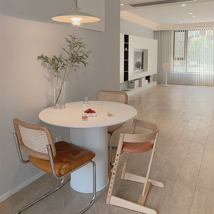 Sintered Stone Top Round Table for Restaurant Modern Kitchen Table with Pedestal Base
