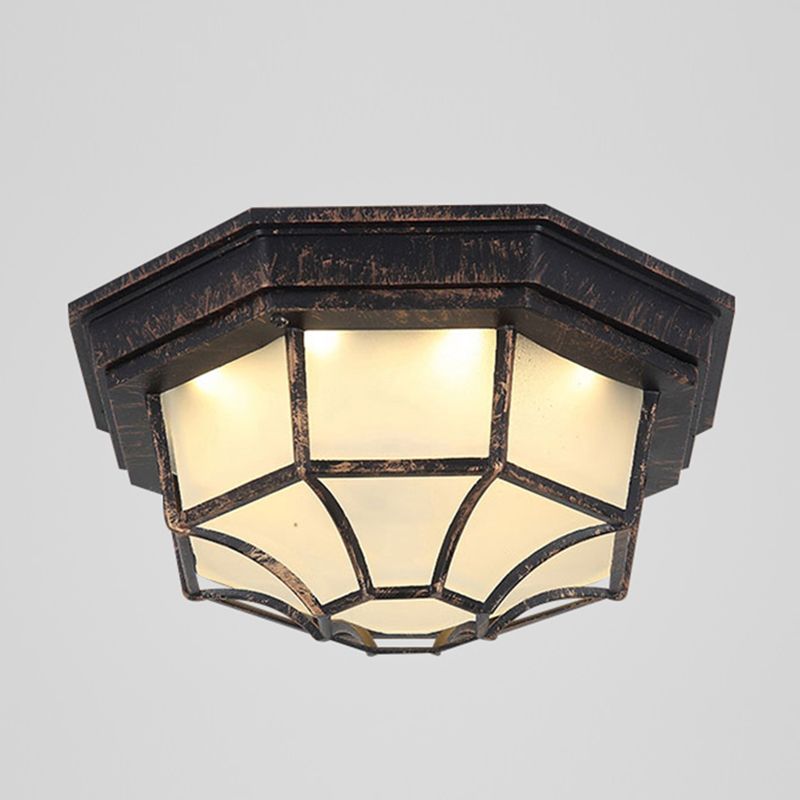 Retro Geometric Flush Mount Lamp Metallic LED Ceiling Light for Outdoor