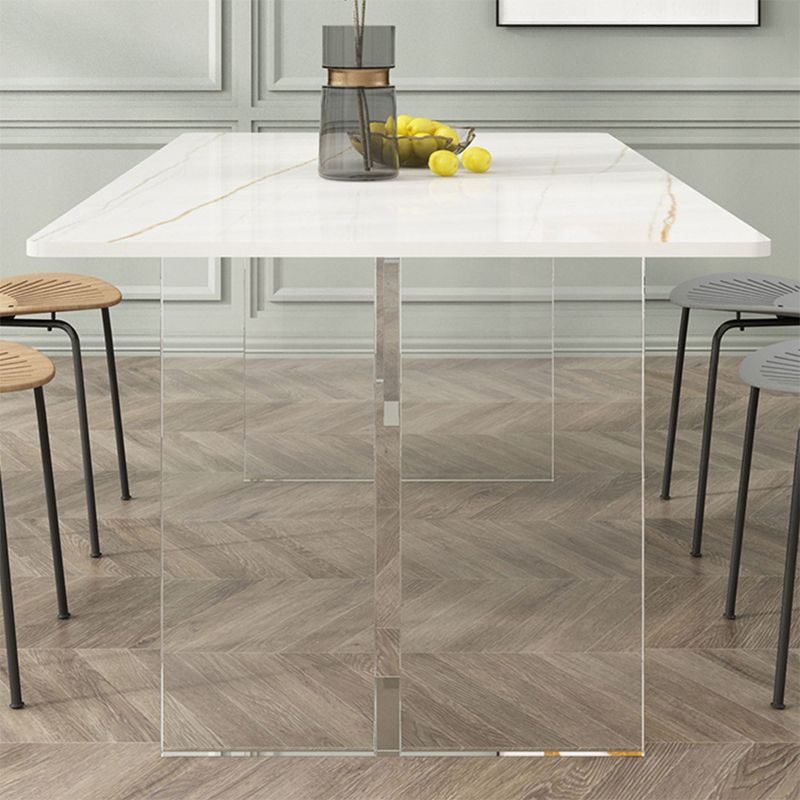 Rectangle Dinning Table with White Stone Modern Dining Table