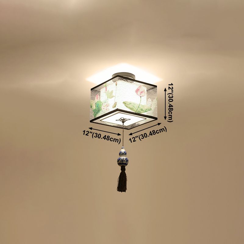 Unterputz-Deckenleuchten im chinesischen Stil, Stoffschirm-Beleuchtungskörper für Foyer-Schlafzimmer