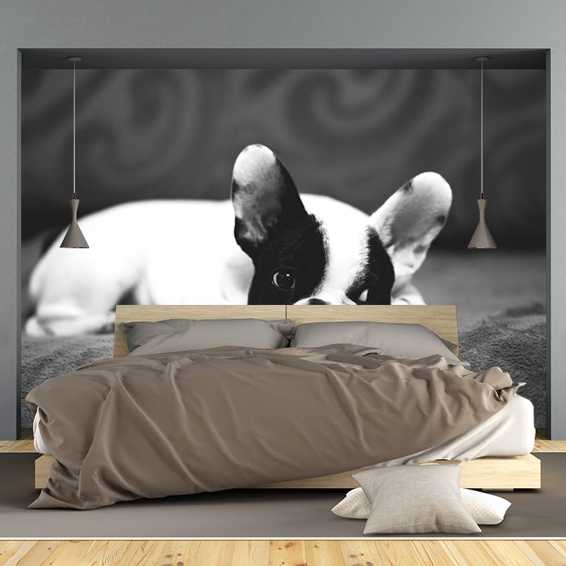 Lovely Dog Mural Wallpaper Water-Resistant Wall Covering for Accent Wall