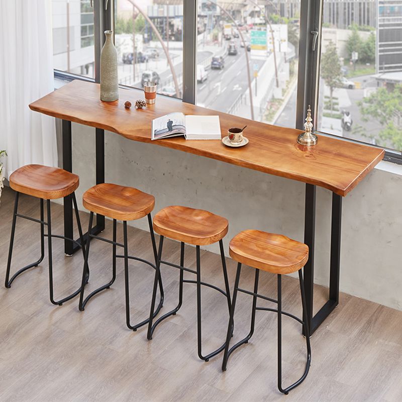 Rectangle Contemporary Solid Wood Bar Height Pub Table for Living Room