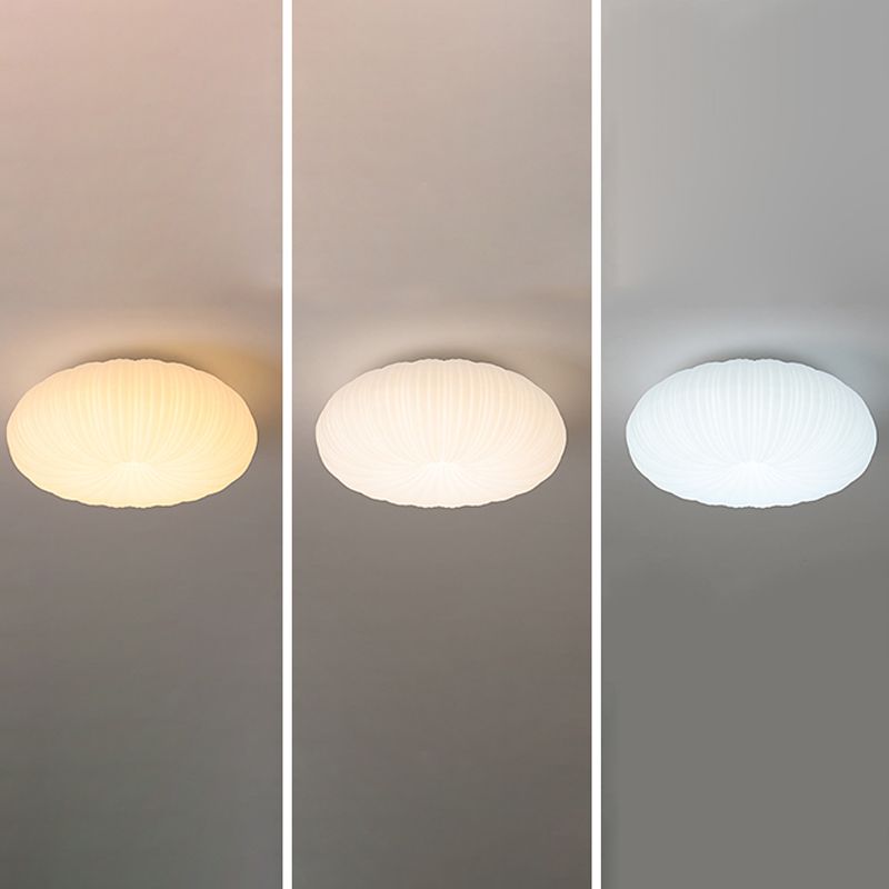 LED Modern Metal Flush Mount Circular Shape Ceiling Light with Acrylic Shade in White