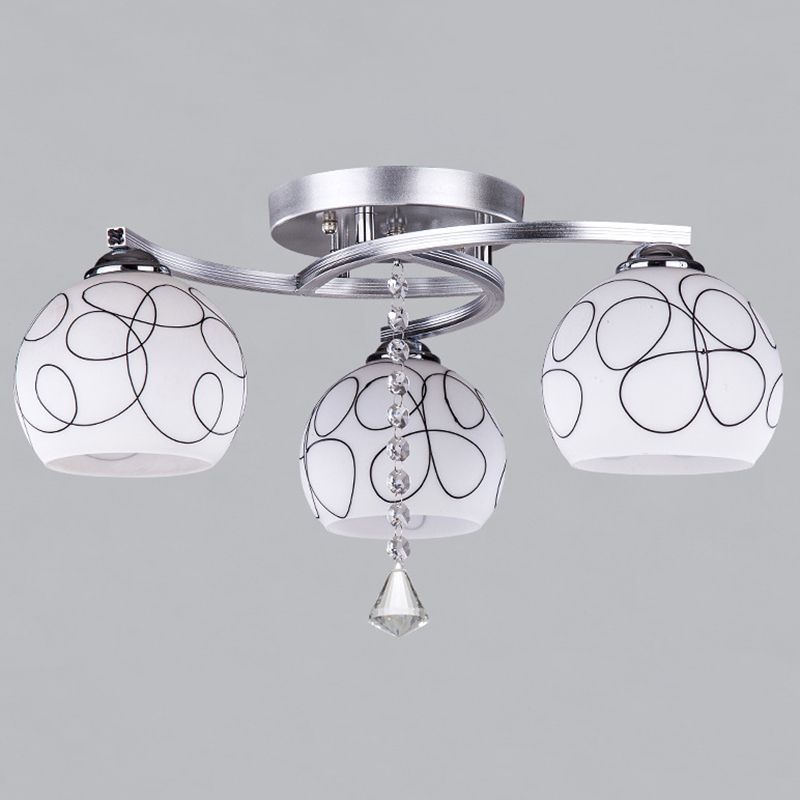 Cromo 3 illuminazione a soffitto a soffitto moderno in metallo latte in vetro semifulò illuminazione per soggiorno per soggiorno