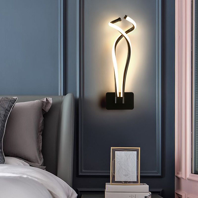 Twisting LED Wall Sconce Lighting Art Deco Metal Wall Mount Light Fixture for Bedroom