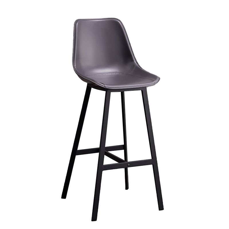 Leather Bar Stool Modern Backrest Counter Stool for Dining Room