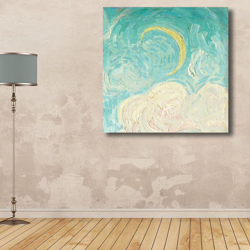 Van Gogh Starry Sky Canvas Art Kids Style Textured Painting Wall Decor for Living Room