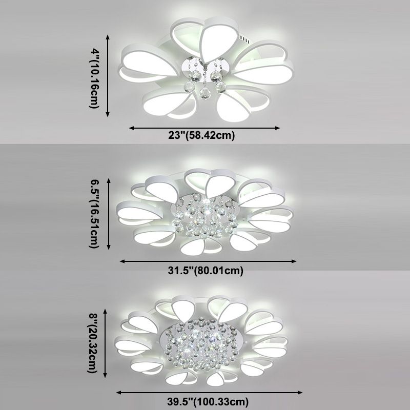 Crystal Flush Mount Light LED Contemporary Ceiling Lamp for Dining Room