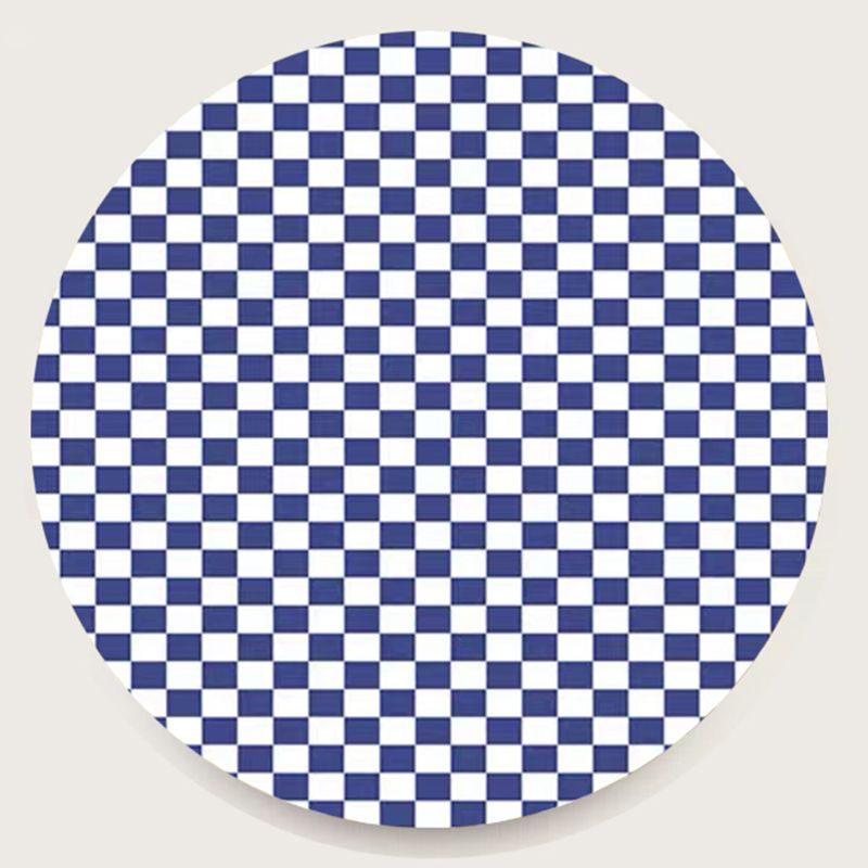 Round White Tone Simple Area Carpet Polyester Checkered Indoor Rug Easy Care Carpet for Living Room