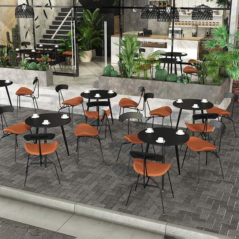 Industrial Open Back Armless Dining Chairs Leather Dining Side Chair